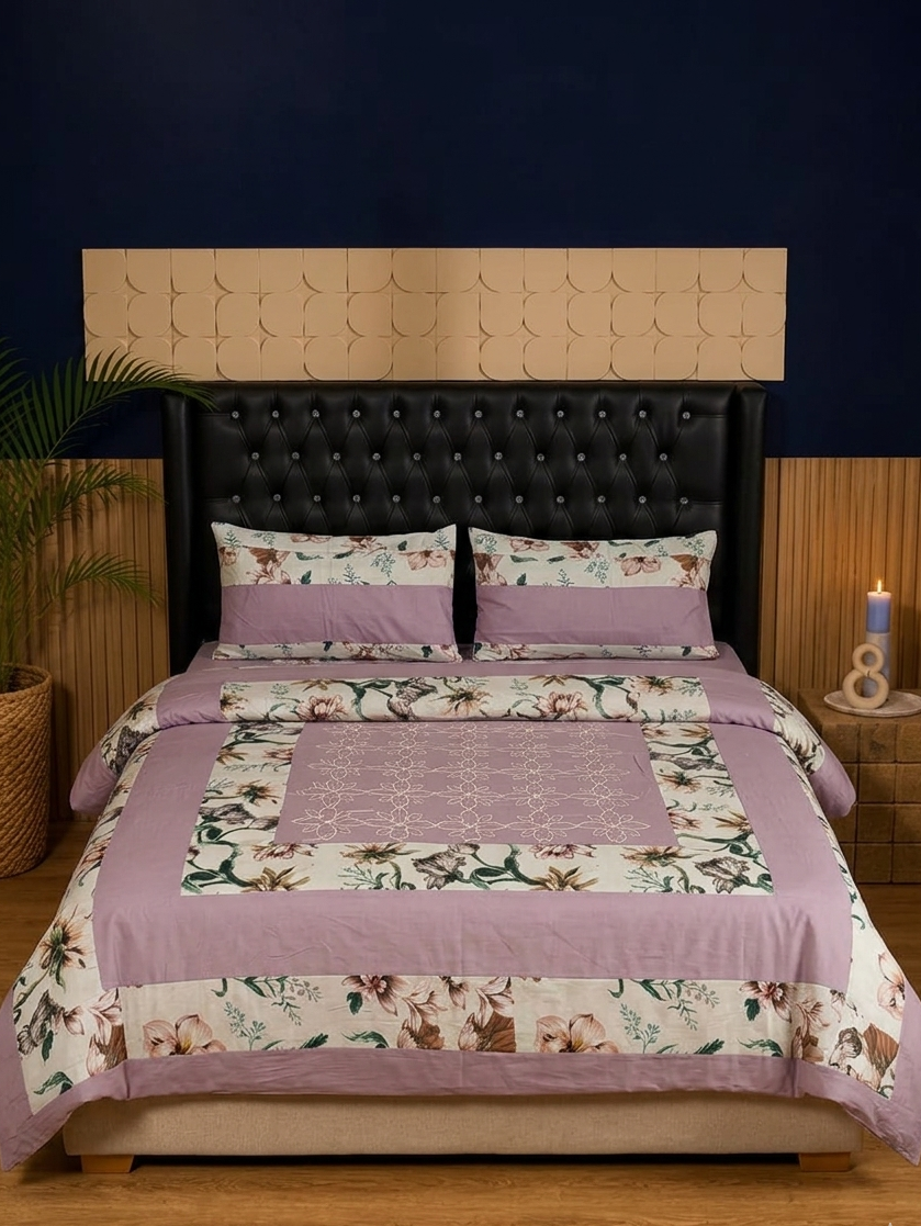 PATCH WORK BEDSHEET AND GOLD PANEL 3 piece