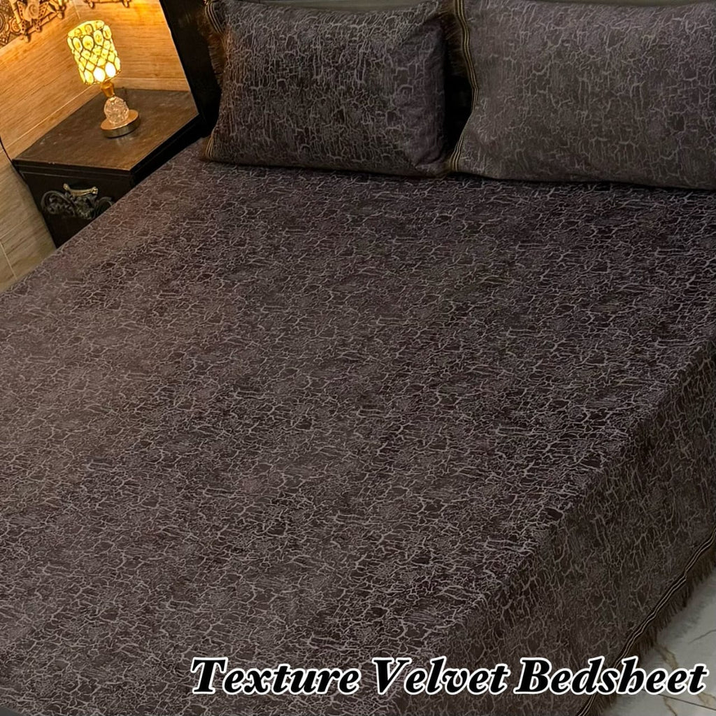 3PC Texture Velvet Bedsheet - Winter Bedsheet