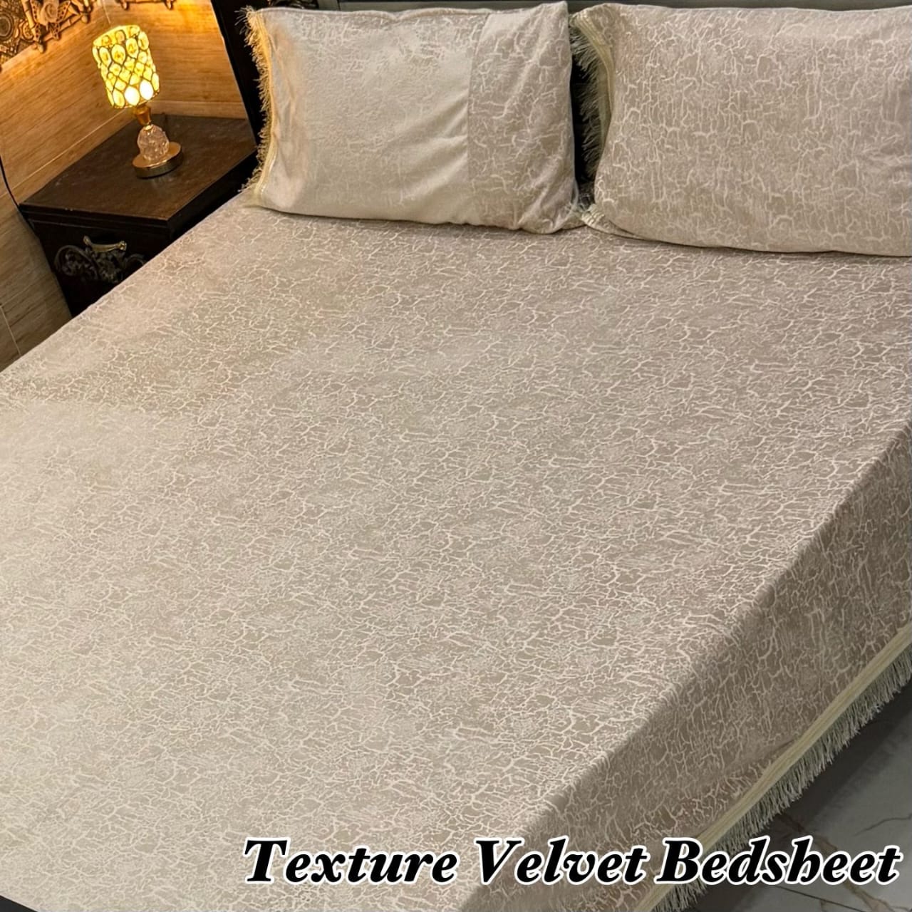 3PC Texture Velvet Bedsheet - Winter Bedsheet