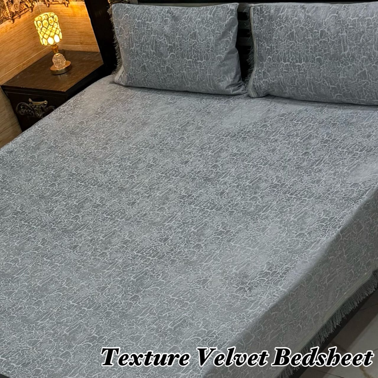 3PC Texture Velvet Bedsheet - Winter Bedsheet