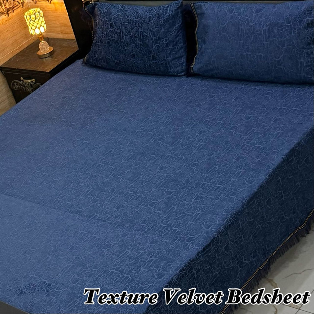 3PC Texture Velvet Bedsheet - Winter Bedsheet