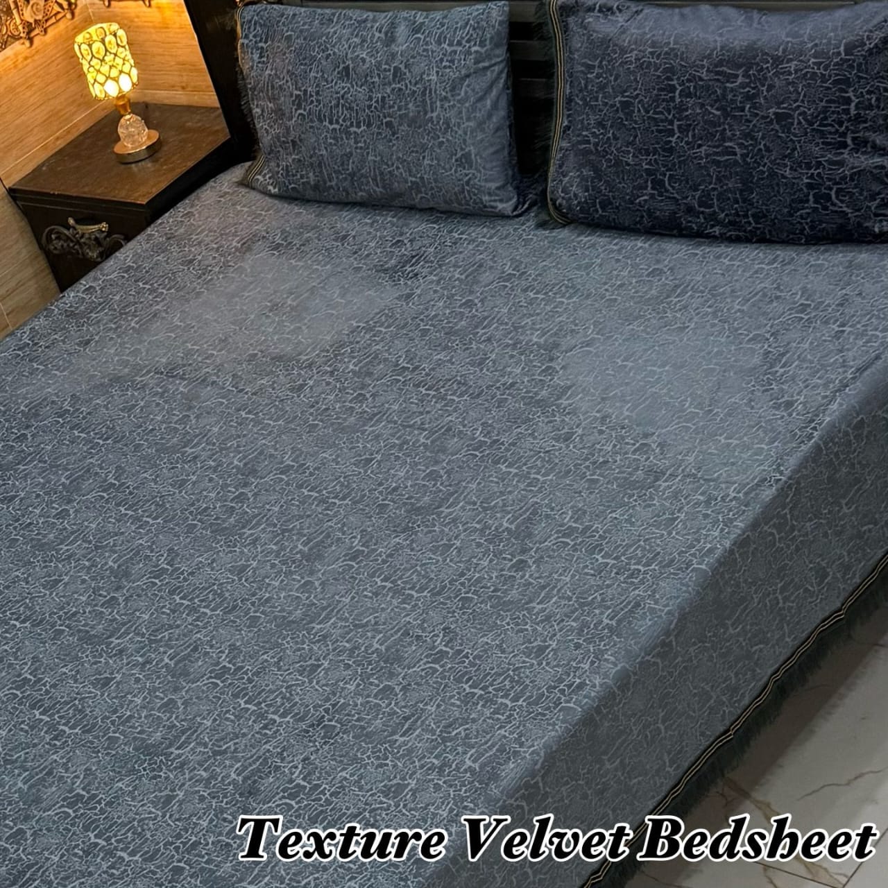 3PC Texture Velvet Bedsheet - Winter Bedsheet