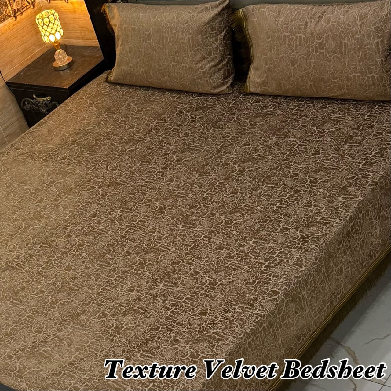 3PC Texture Velvet Bedsheet - Winter Bedsheet