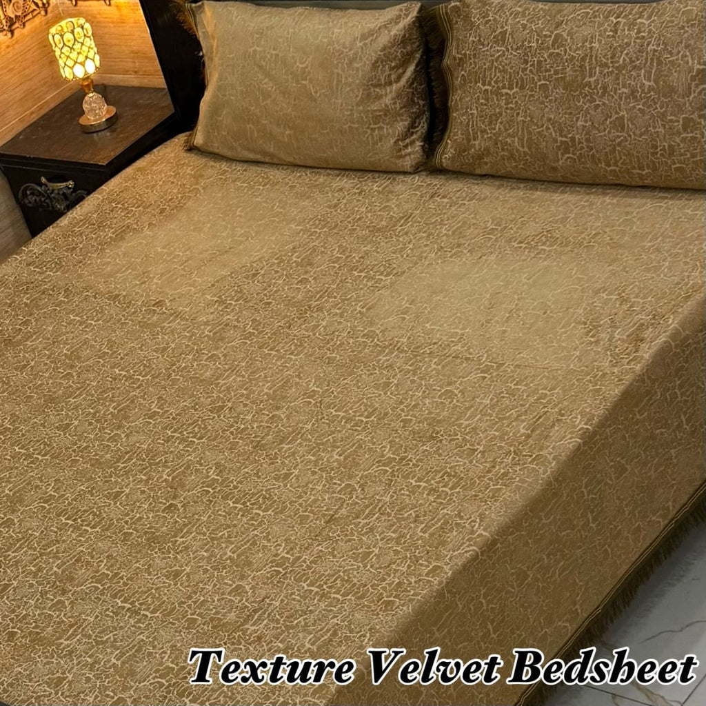 3PC Texture Velvet Bedsheet - Winter Bedsheet