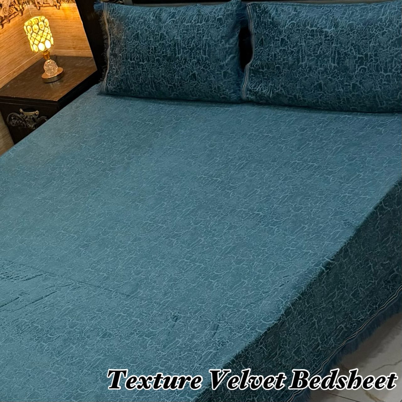 3PC Texture Velvet Bedsheet - Winter Bedsheet