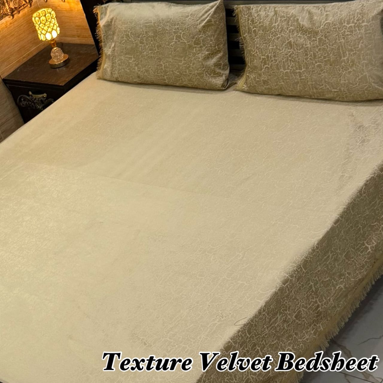 3PC Texture Velvet Bedsheet - Winter Bedsheet