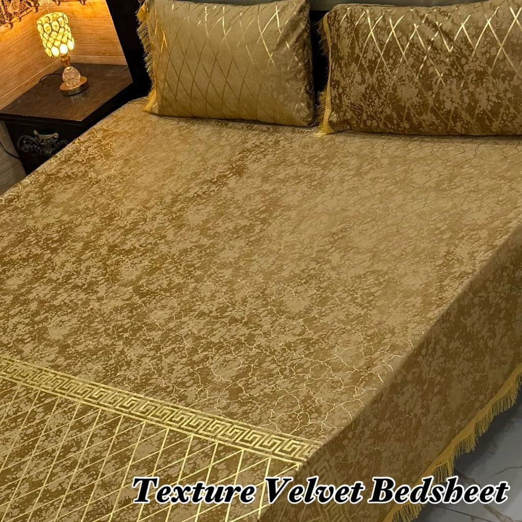 3PC Texture Velvet Bedsheet - Winter Bedsheet