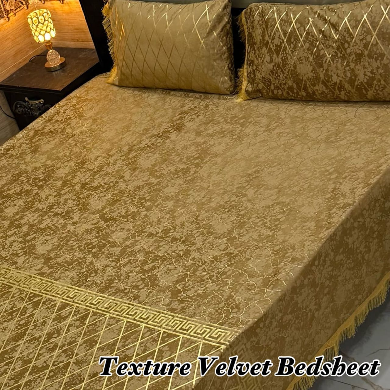 3PC Texture Velvet Bedsheet - Winter Bedsheet