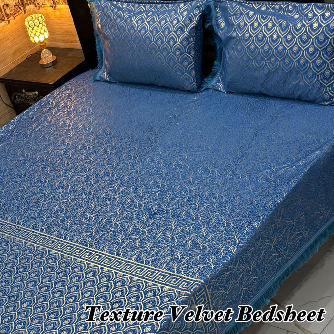 3PC Texture Velvet Bedsheet - Winter Bedsheet
