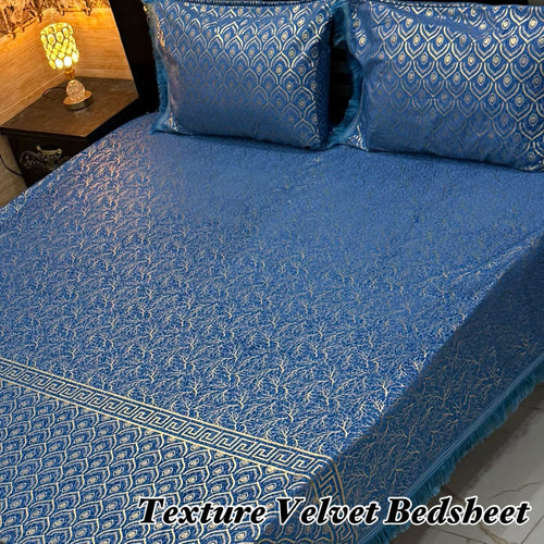 3PC Texture Velvet Bedsheet - Winter Bedsheet